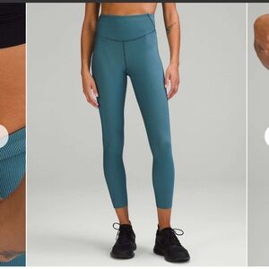 Lululemon Base Pace HighRise Tight 25" Two-Tone Ribbed Green Jasper / Blue Chill
